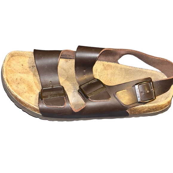 Men Birkenstock Betula Brown Back Strap Leather Sandals size 10 - Picture 1 of 6